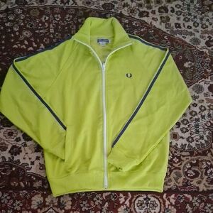 Fred Perry Bright Yellow Track Jacket with Navy Stripes